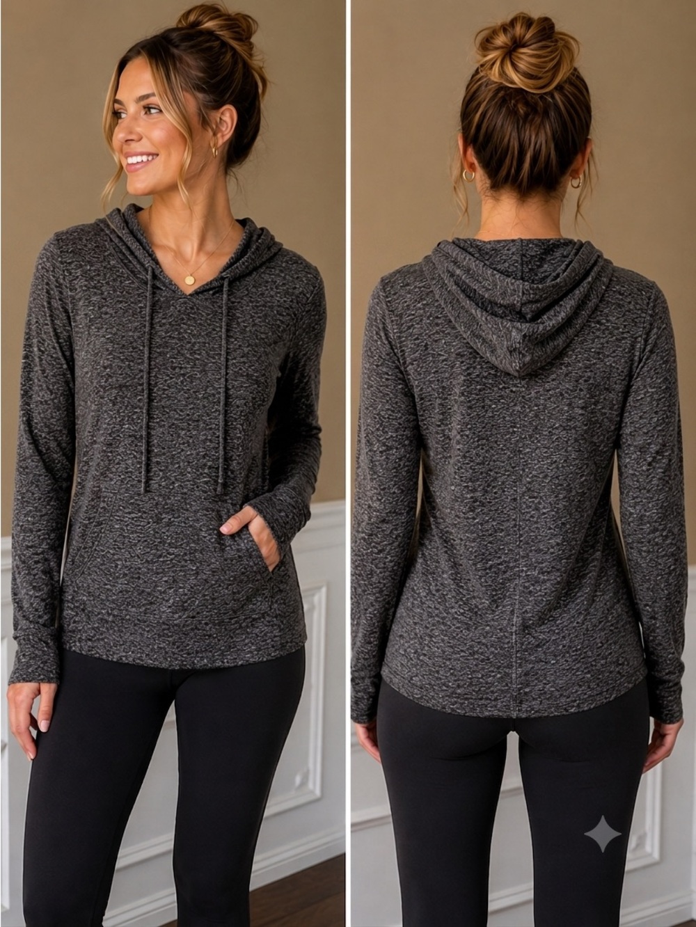 Gap Designed & Crafted Hoodie Womens S Heather Charcoal Gray Pullover